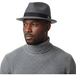 Men's Gray 100% Wool Western With Satin Band Classic Fedora Cowboy Felt Hat